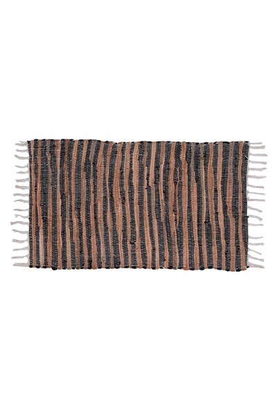 OEM Covoras Decorativ Tesut Maro Negru cu Franjuri 80x50cm