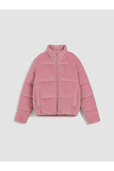 LC Waikiki Ozmarka New Season Pink Stand Collar Velvet Girls' Puffer Coat