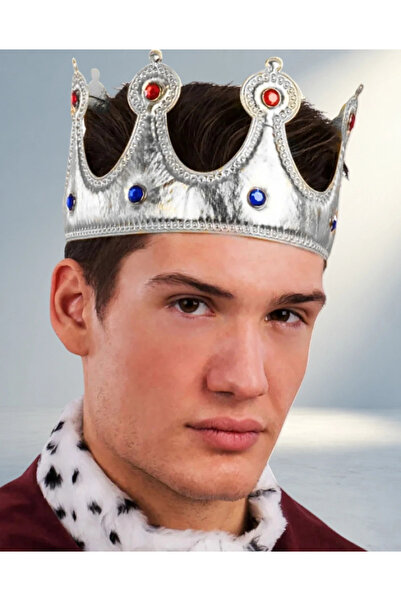 MEKs Stylish Silver Color King Crown for Adults and Children