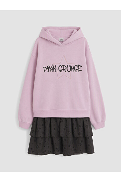 LC Waikiki Rmz Gi̇yi̇m Farkiyla Hooded Girl's Dress
