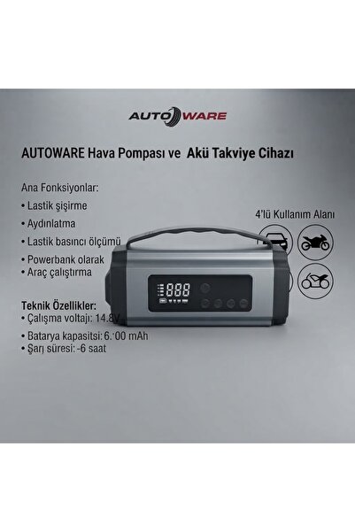 Autoware HAVA POMPASI VE AKÜ TAKVİYE CİHAZI