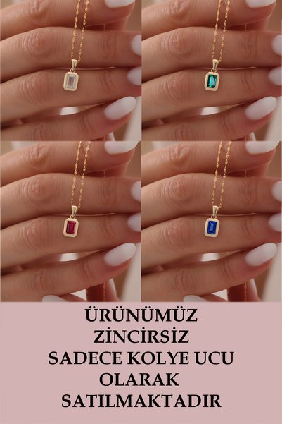 Cemre Gold 14 Ayar Altın Baget Tek Taş Kolye Ucu