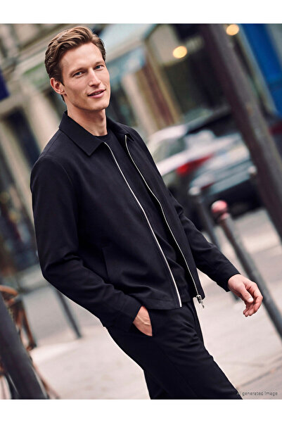 LC Waikiki Vizyon New Season Black Regular Fit Soft Touch Men's Jacket