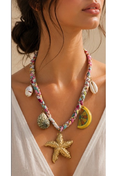 Ege via jewelry Desenli Fular Kolye