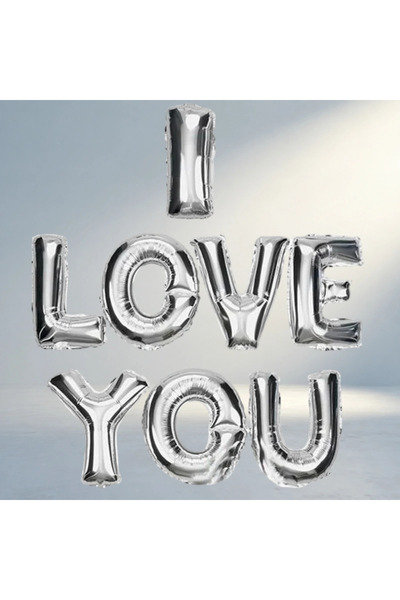 MEKs Stylish Silver Foil Balloon I Love cm