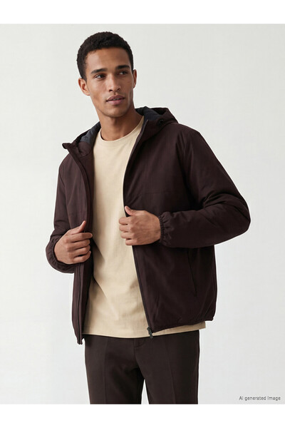LC Waikiki Rmz Gi̇yi̇m Farkiyla Comfortable Fit Hooded Men's Raincoat