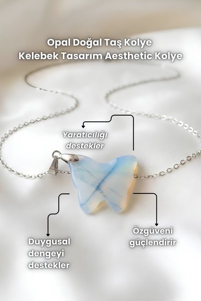 Elifsu Jewelry قلادة من الأفنتورين، والأوبال، والكريستال الكوارتز، والأميثيست...