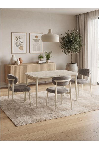 Concept Ayz Home Sofia Serisi 4 Kişilik Gri Oscar Kumaş 80*130 Traverten Açıl...