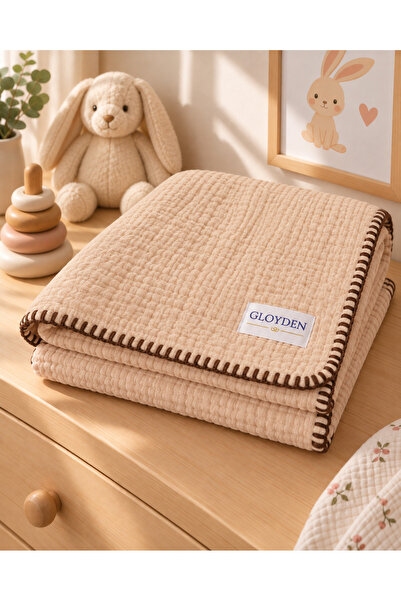 GLOYDEN Müslin Bebek Örtü & Battaniye Bej – %100 Pamuk 100x140 cm