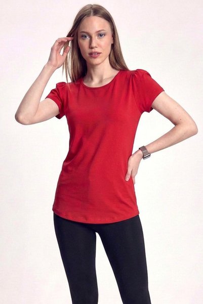 Scorp Bloom Ruched Women's Sports T-Shirt Red