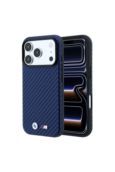 BMW iPhone 18 Pro Max Kılıf Lisanslı M-safeli Karbon Fiber ve Metal Logolu PU...