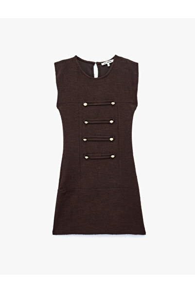 Koton Slim Fit Kolsuz Bisiklet Yaka Süslü Düğmeli Napolyon Kapama Tüvit Mini ...