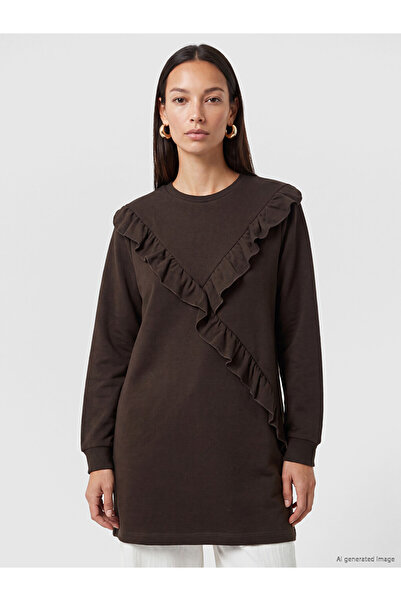 LC Waikiki Crew Neck Ruffled Women's Sweatshirt Tunic