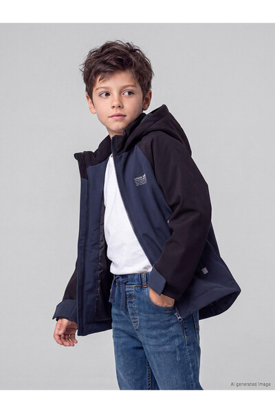 LC Waikiki Alita City Lcw Kids Anthracite Hooded Boy's Coat with a Difference