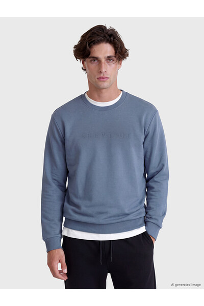 LC Waikiki Rmz Gi̇yi̇m Farkiyla Zero Roba Collar Printed Men's Sweatshirt
