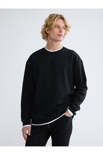 LC Waikiki Crew Neck Embroidered Thick Sweatshirt for Men