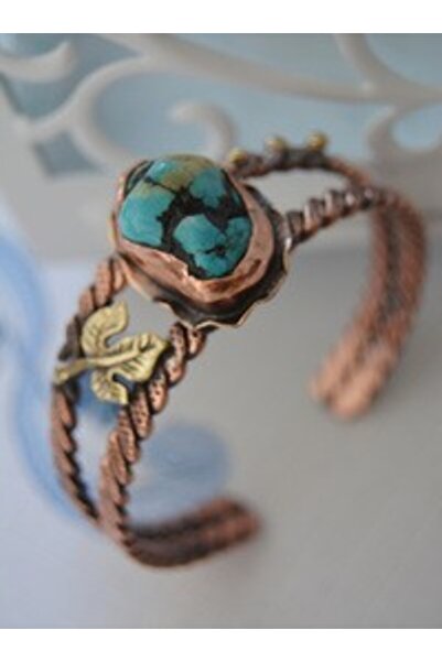 Stoneage Turquoise Natural Stone Bracelet - Copper Color -