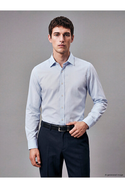 LC Waikiki Nevavm with Difference Lcw Business Blue Poplin Plain Narrow & Sli...