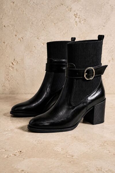 İncimoda Li̇vamod Women's Heeled Boots with Belt Buckle, Elastic, Stylish, Da...