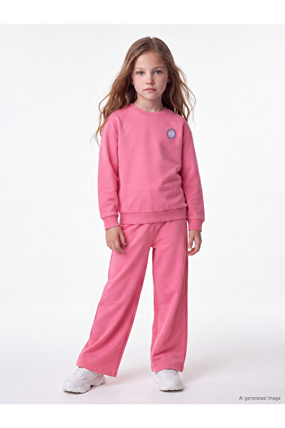 LC Waikiki Özmarka New Season Pink Printed Girls' Tracksuit Set