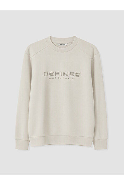 LC Waikiki Peak New Season Beige Crew Neck Printed Men's Sweatshirt
