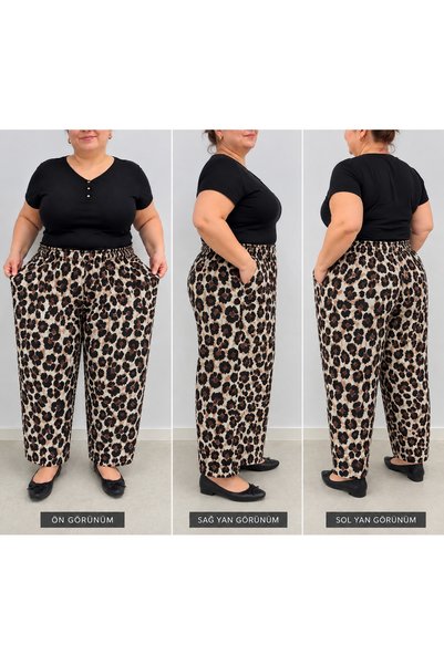 Store Large Size Combed Cotton Women's Shalwar with Leopard Pattern in Battal Sizes