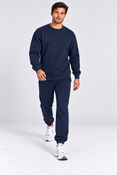 LUMİZA Men's Navy Blue Oversize Sweatshirt Jogger Tracksuit Set