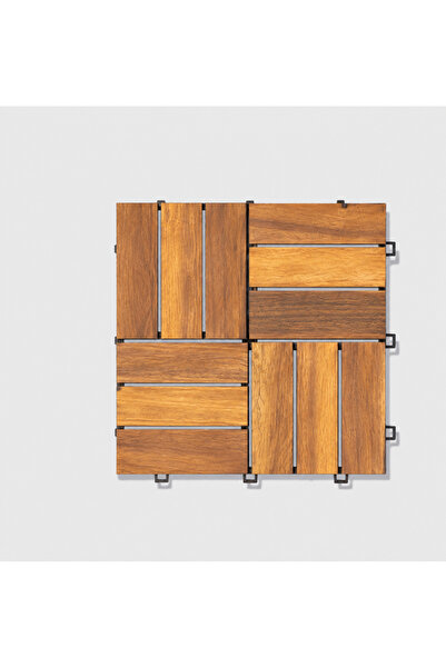 DekoMim Masif Ahşap (Çam) Geçmeli Karodeck – 28 × 28 cm Bahçe ve Balkon Zemin...