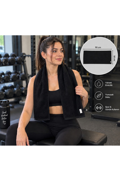 SİYAH SPOR HAVLUSU LEKE TUTMAYAN KUAFÖR BERBER HAVLU 50 ×90