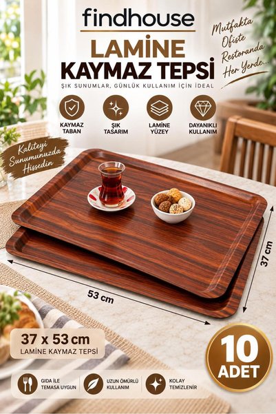 Bulika Lamine Kaymaz Taban Servis Tepsisi 10 ADET 37x53 Ev , İş Yeri , Cafe ,...