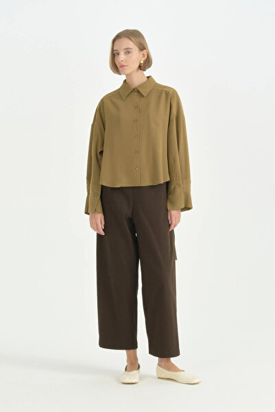 Nihan Oversize Formed Modal Shirt - Olive
