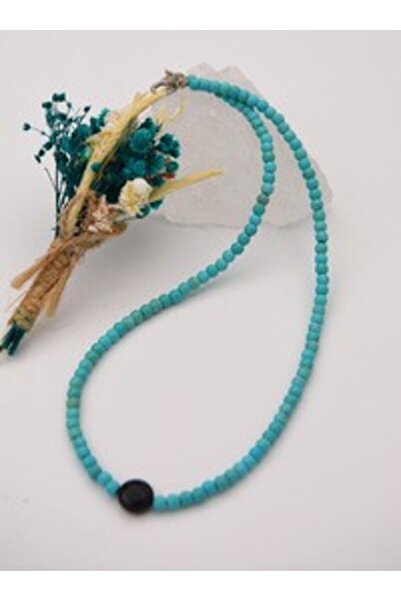 Stoneage Onyx and Turquoise t Lock Healing Necklace - Turquoise -