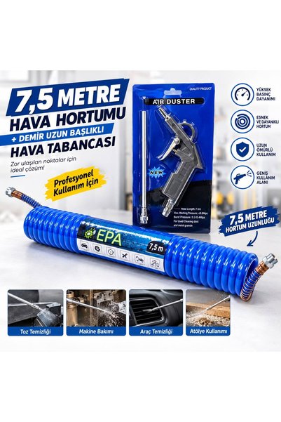 Genel Markalar 7,5M HAVA HORTUMU VE UZUN DEMİR HAVA TABANCASI SETİ