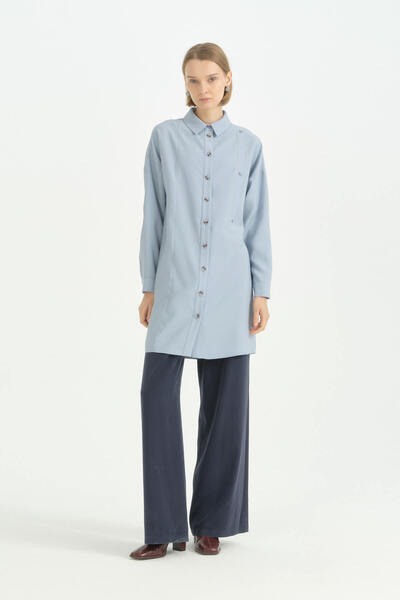 Nihan Aller Detailed Modal Tunic - Light Blue
