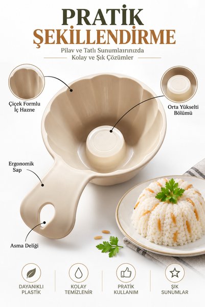 Awesomecrochet Rice and Dessert Presentation Mold Colorful Plastic Shaper Serving Mold Practical Kitchen Gadget 1 Piece