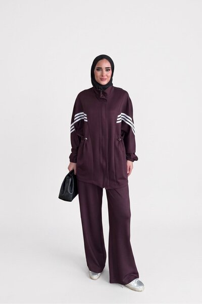 Lafela High Collar, Drawstring and Stripe Detailed Double Suit