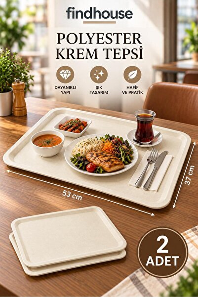 Bulika Polyester Krem Self Servis Tepsisi 2 ADET 37x53 Ev , İş Yeri , Cafe , ...