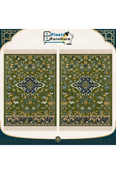 PixelsFurniture مجموعة 2 سجادة صلاة فاخرة بنقوش مستوحاة من الروضة الشريفة من ...