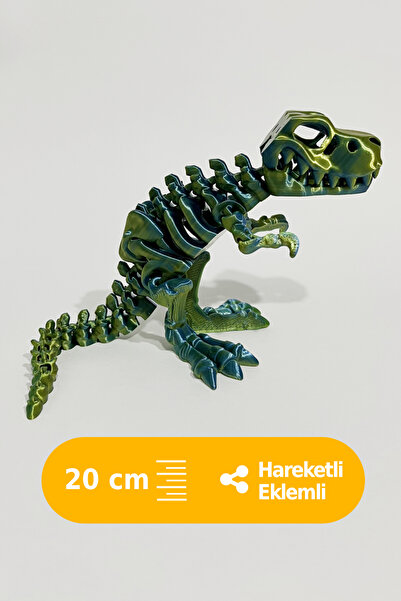 Artimon 3D Store Hareketli Trex 3D İskelet Dinozor Parlak Renk Mavi-Sarı Gold...