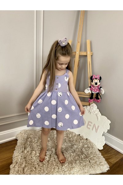 Baby Aden Babyaden Polka Dot Straps Wooden Button Adjustable Cotton Girls' Baby Dress