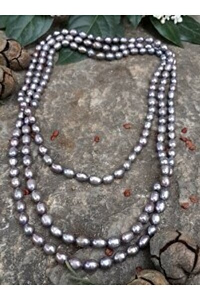 Stoneage Dolama Black Barley Pearl (Love) Necklace - Gray -