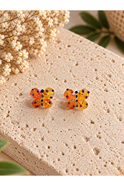 ADAMODART Handmade Murano Glass Red Butterfly Beads (2 Pieces)