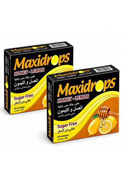 Maxidrops Honey & Lemon Sugar-Free Lozenges, 2 × 24 Lozenges