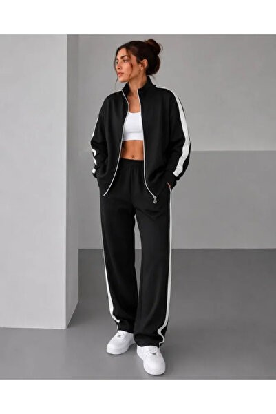 Kokosh moda Σετ φόρμας Scuba Fabric Oversize με λεπτομέρεια ρίγες και φερμουά...