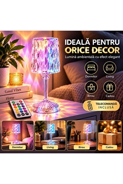 OEM Lampa LED RGB Decorativa cu Telecomanda si Control Tactil, USB, Multicolo...