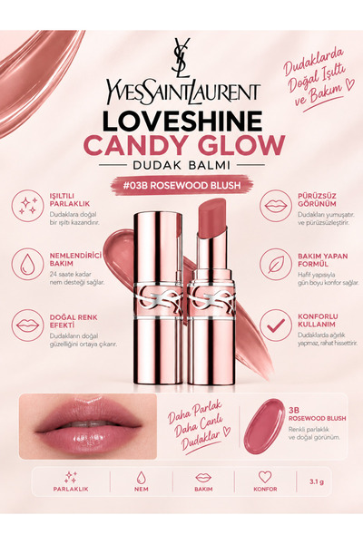 Yves Saint Laurent Loveshine Candy Glow 03B ROSEWOOD BLUSH 3.1 g – Nemlendiri...