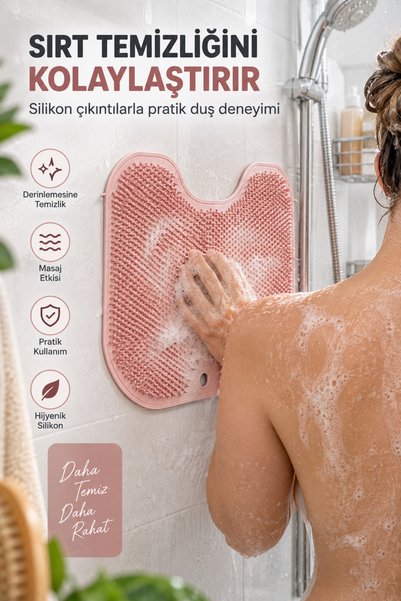 Awesomecrochet Silicone Foot Washing and Back Cleaning Mat with Suction Cups Double-Sided Shower Bath Massage Pad