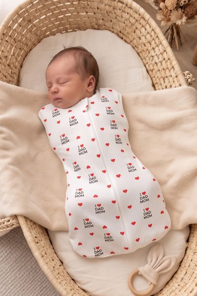 AyCaTa Baskılı Yazılı Pamuklu Fermuarlı Bebek Kundak