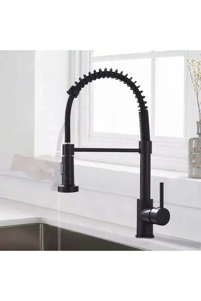 Flippy Baterie Bucatarie cu Dus Extractibil, Inox si Alama Negru, YD/102