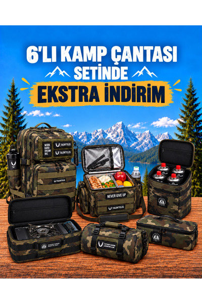 talentteles GREEN CAMO 6'LI KAMP ÇANTASI SETİ